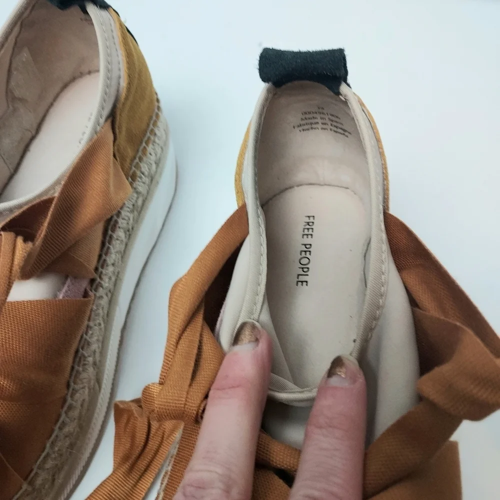Free People Chapmin Espadrille Sneakers Ribbon Laces 39 / 8.5